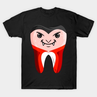 Dentists Tooth In Vampire Costume On Halloween T-Shirt